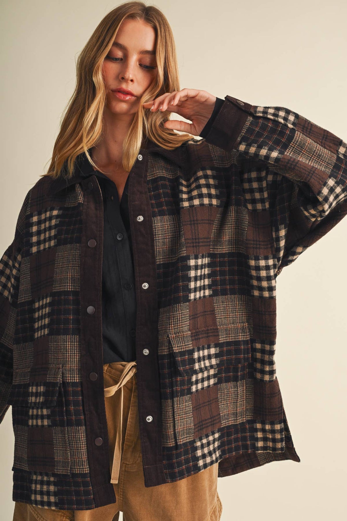 Corduroy-Trimmed Patchwork Jacket