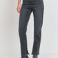 Long-Line Slim Slit Straight Denim