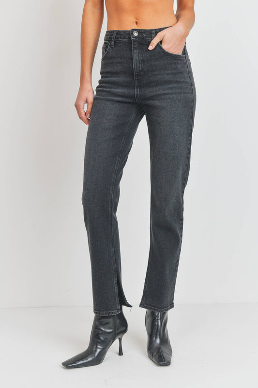 Long-Line Slim Slit Straight Denim