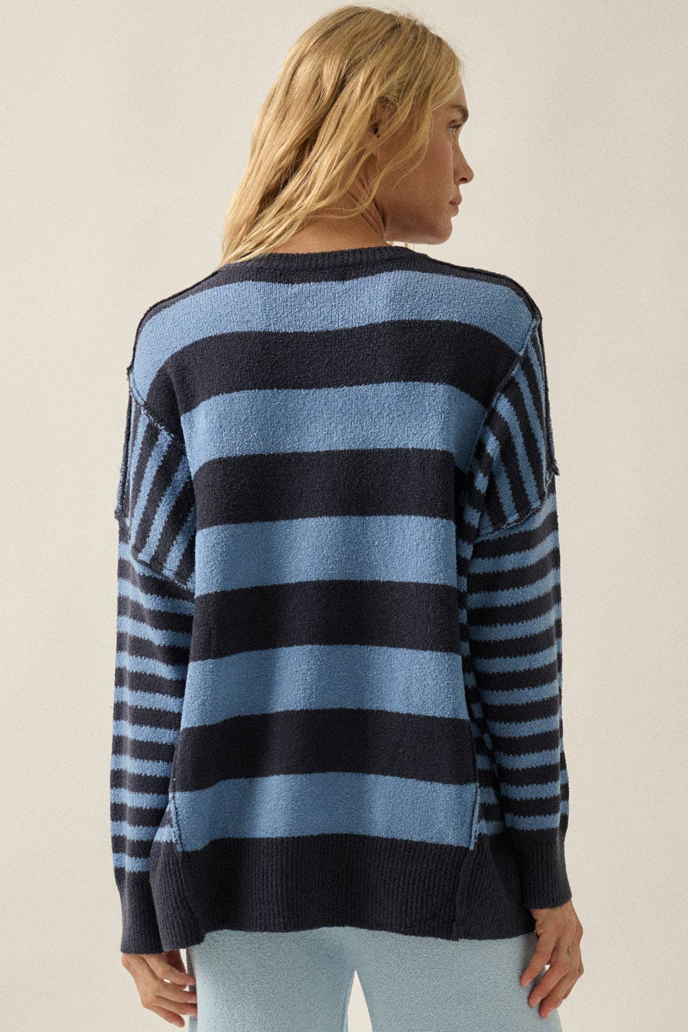 Deep Sea Contrast Knit Sweater
