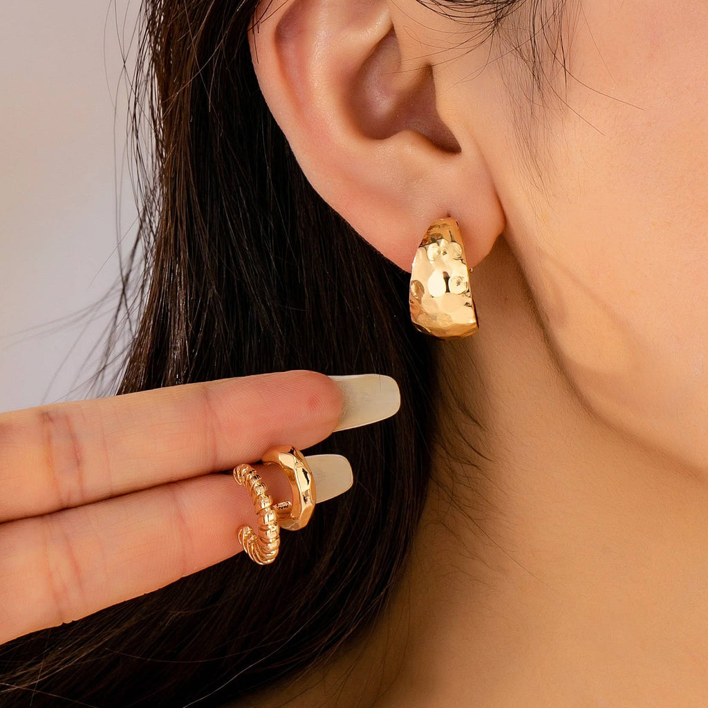 Mixed Texture Trio Earring Set