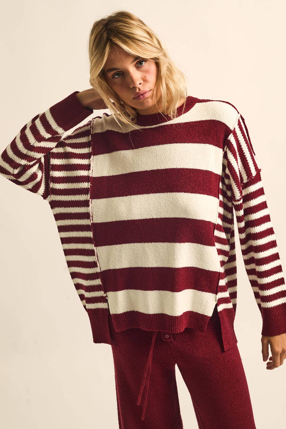 Deep Sea Contrast Knit Sweater