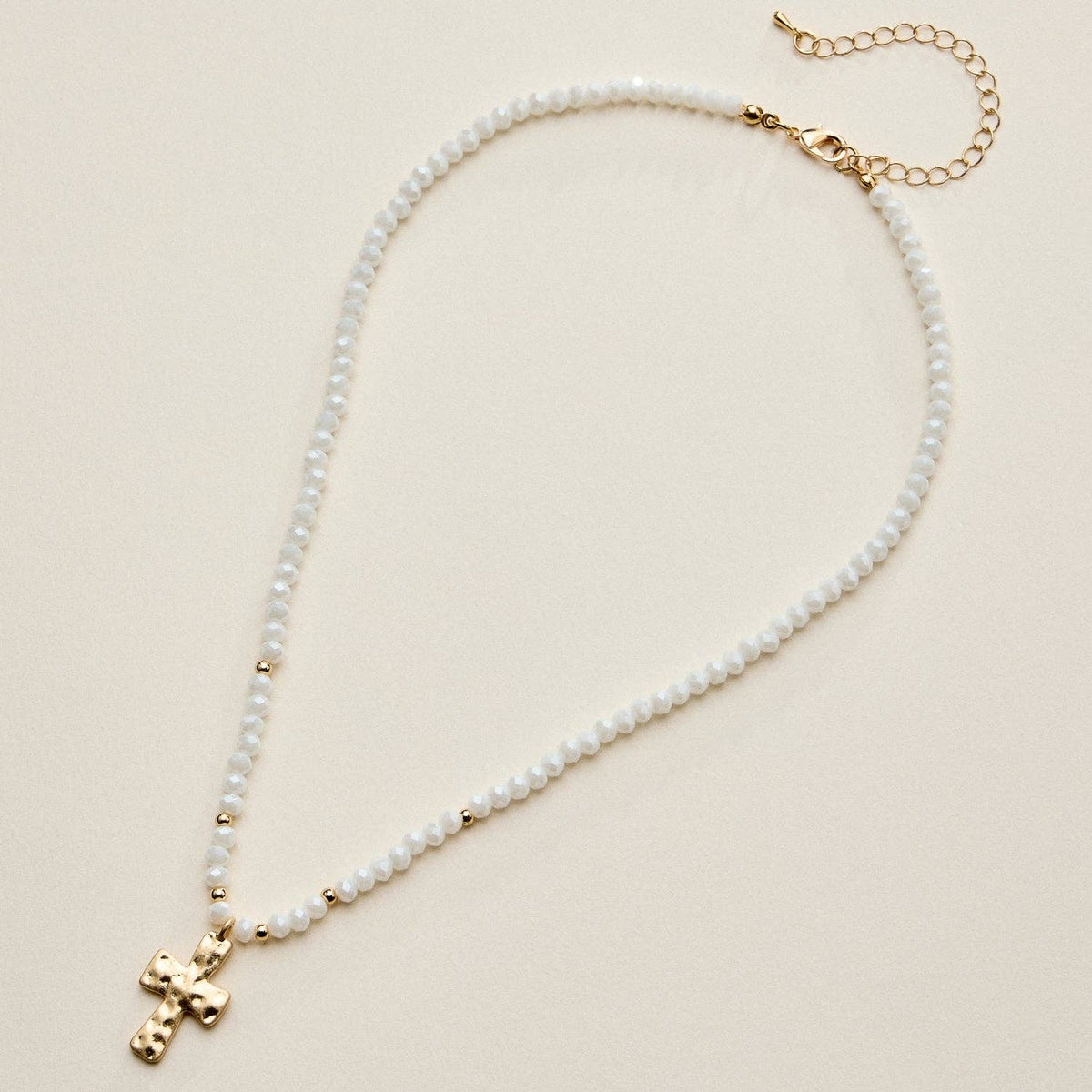 Bead Cross Necklace - Blue