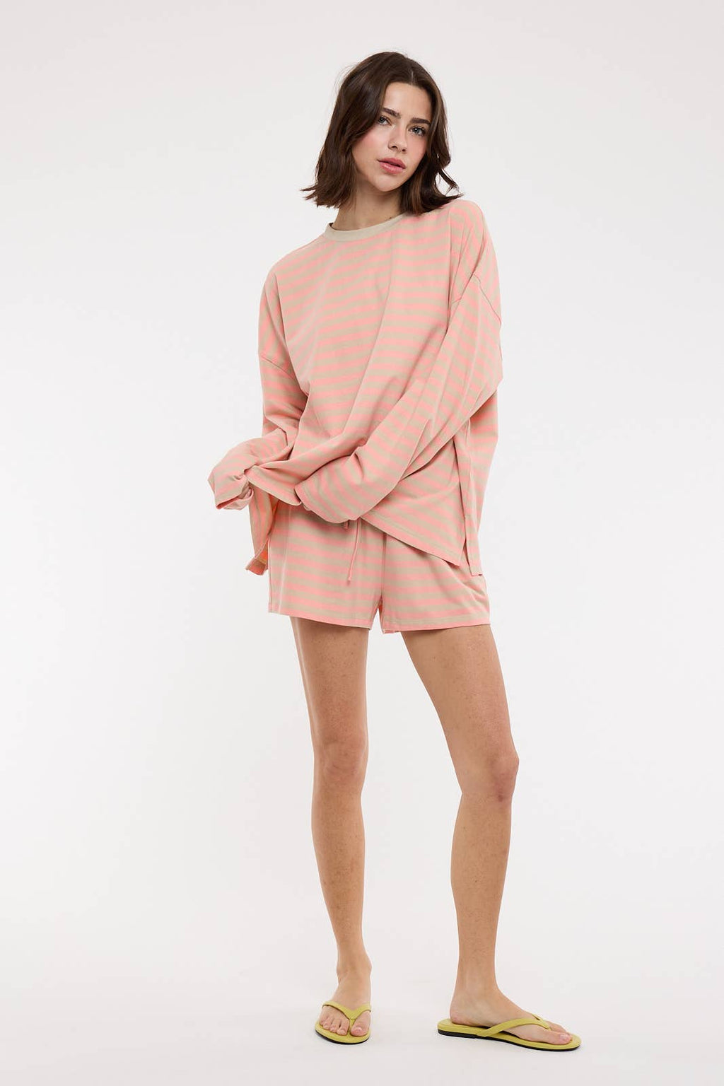 Pink & Mocha Striped Shorts
