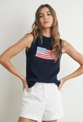 Flag Print Sleeveless Sweater