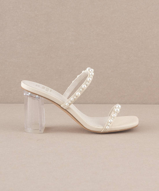 The Mae Beige | Strappy Pearl Heel