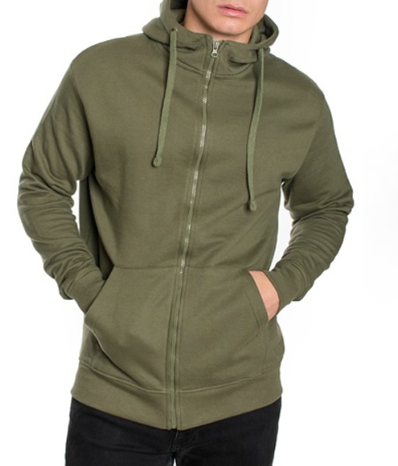 Zipper Fleece Hoodie Olive