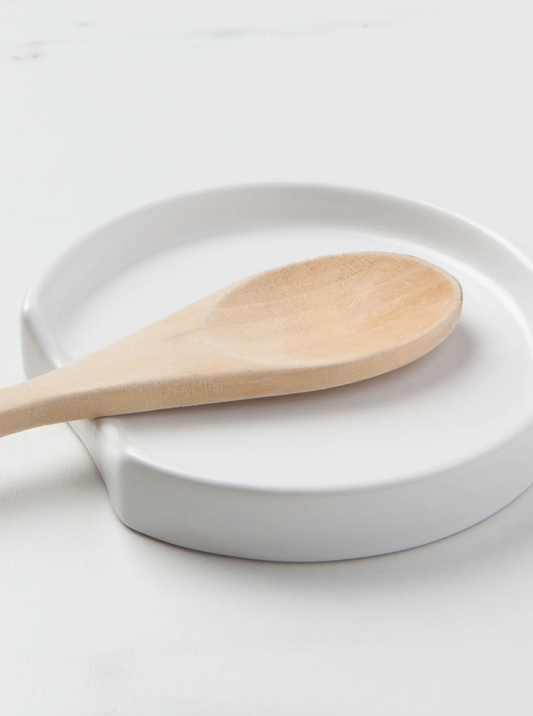 White Stoneware Spoon Rest
