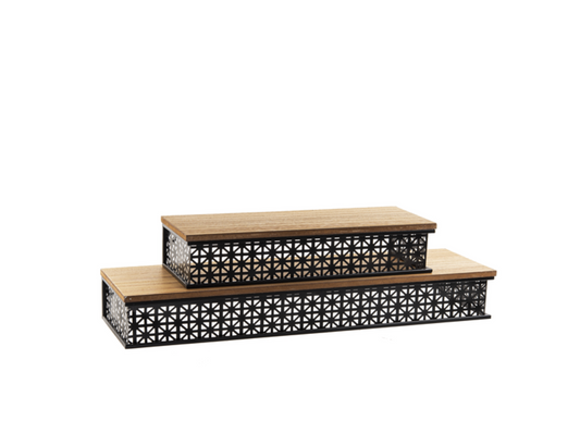Large Black Medallion Wall Shelf