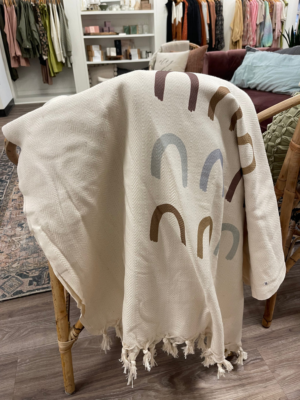 Neutral Rainbow Throw Blanket