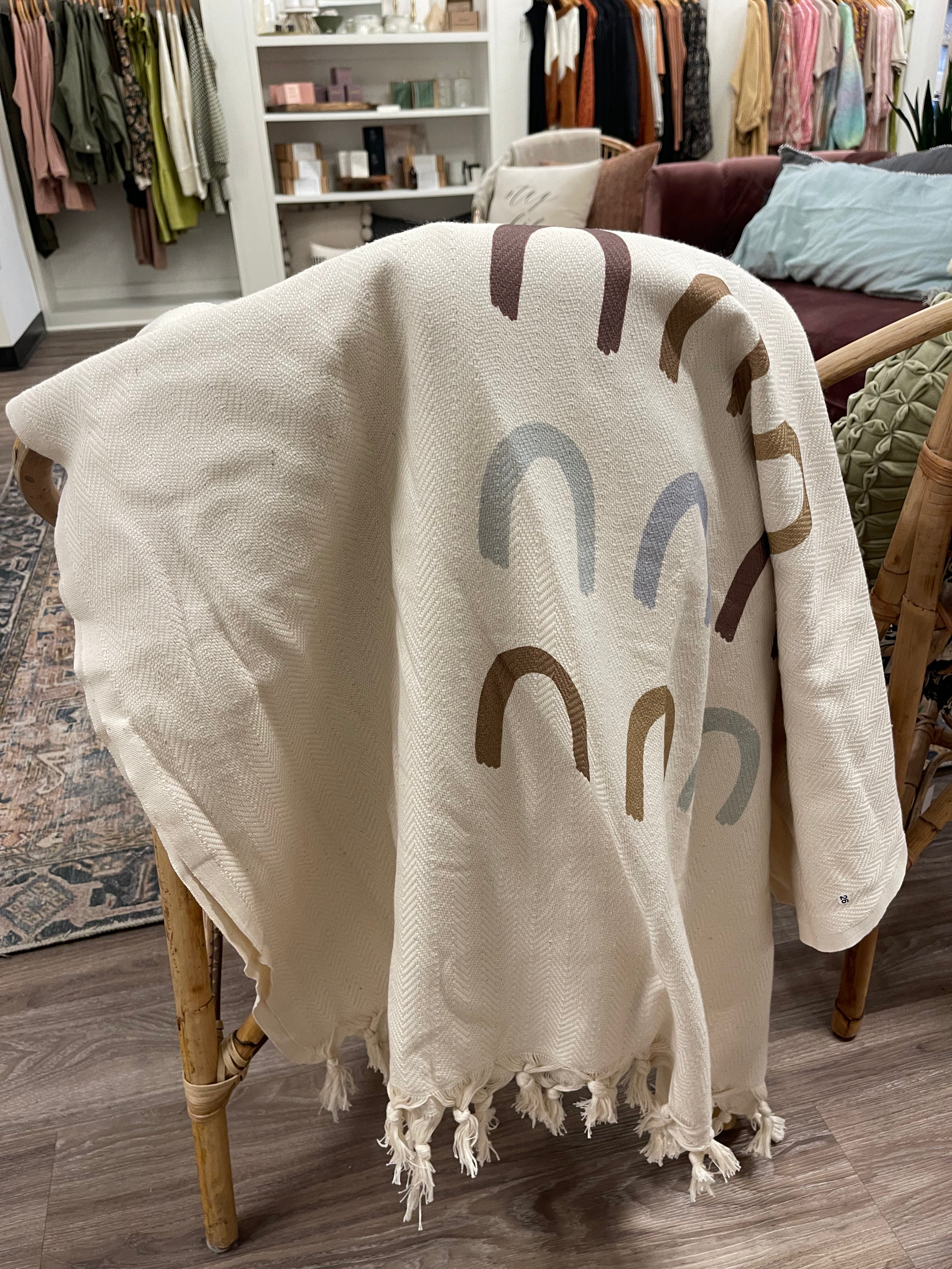 Neutral Rainbow Throw Blanket